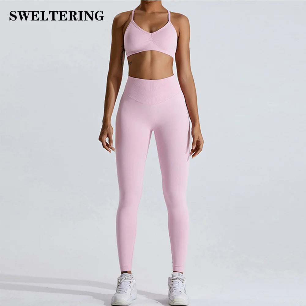 2 Piece Yoga Set Breathable Sports Bra / Leggings