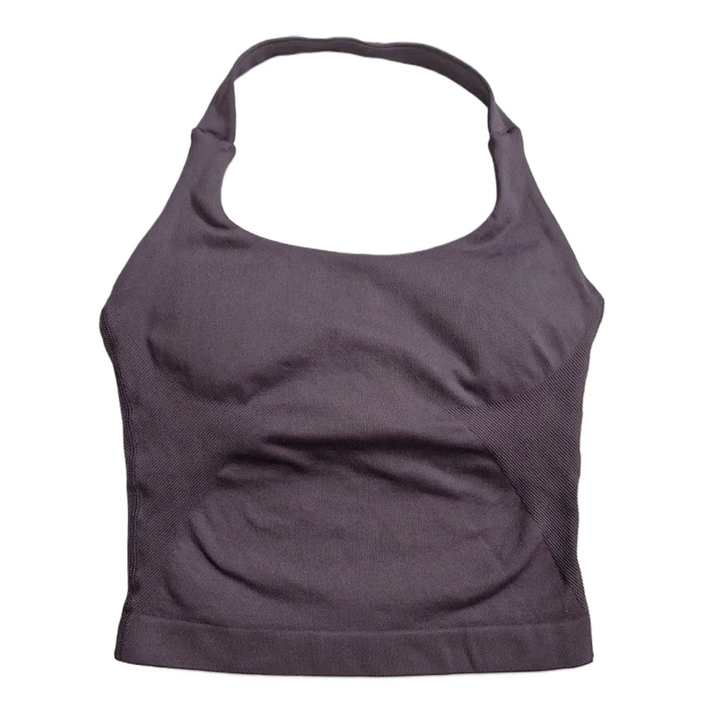 Women's Strappy Workout Tank Top / Seamless Gym Crop Top
