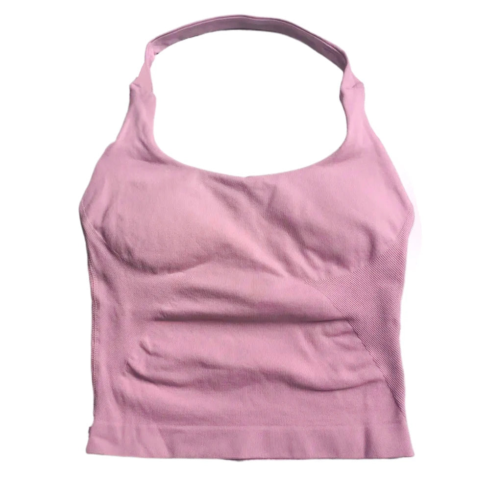 Women's Strappy Workout Tank Top / Seamless Gym Crop Top