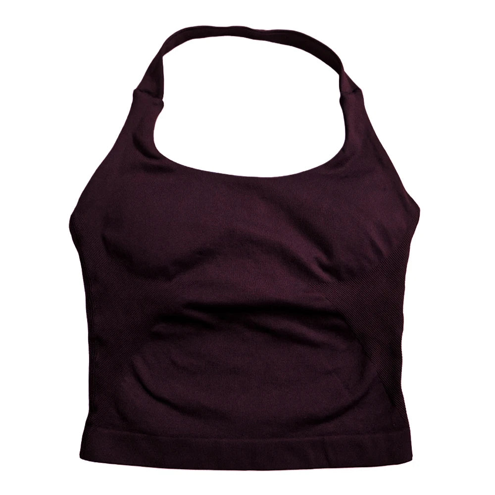 Women's Strappy Workout Tank Top / Seamless Gym Crop Top