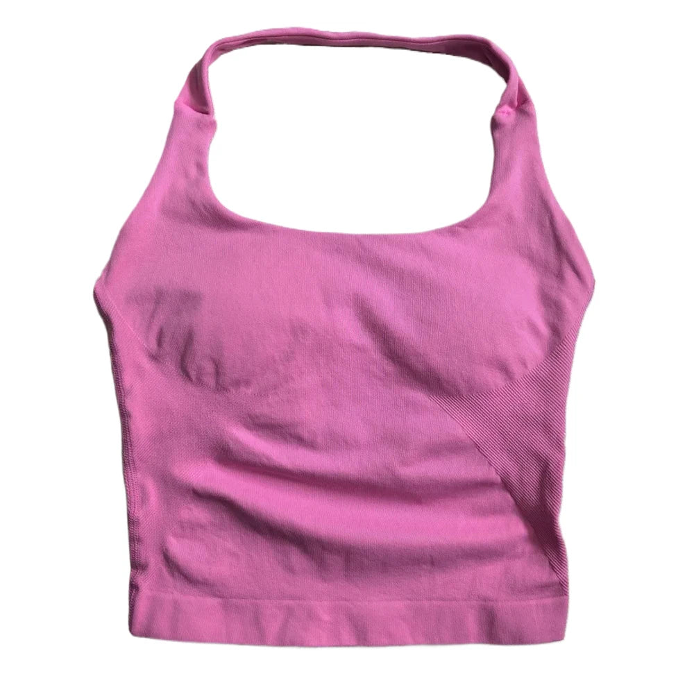 Women's Strappy Workout Tank Top / Seamless Gym Crop Top