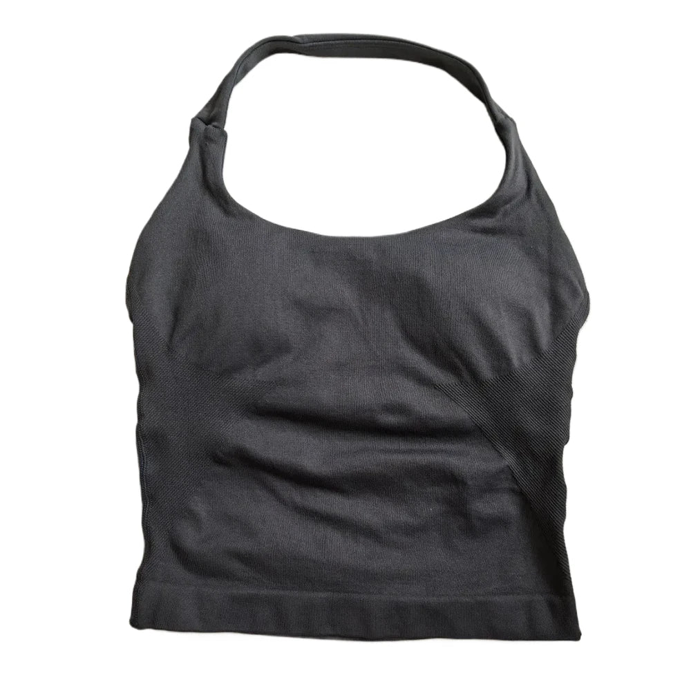 Women's Strappy Workout Tank Top / Seamless Gym Crop Top
