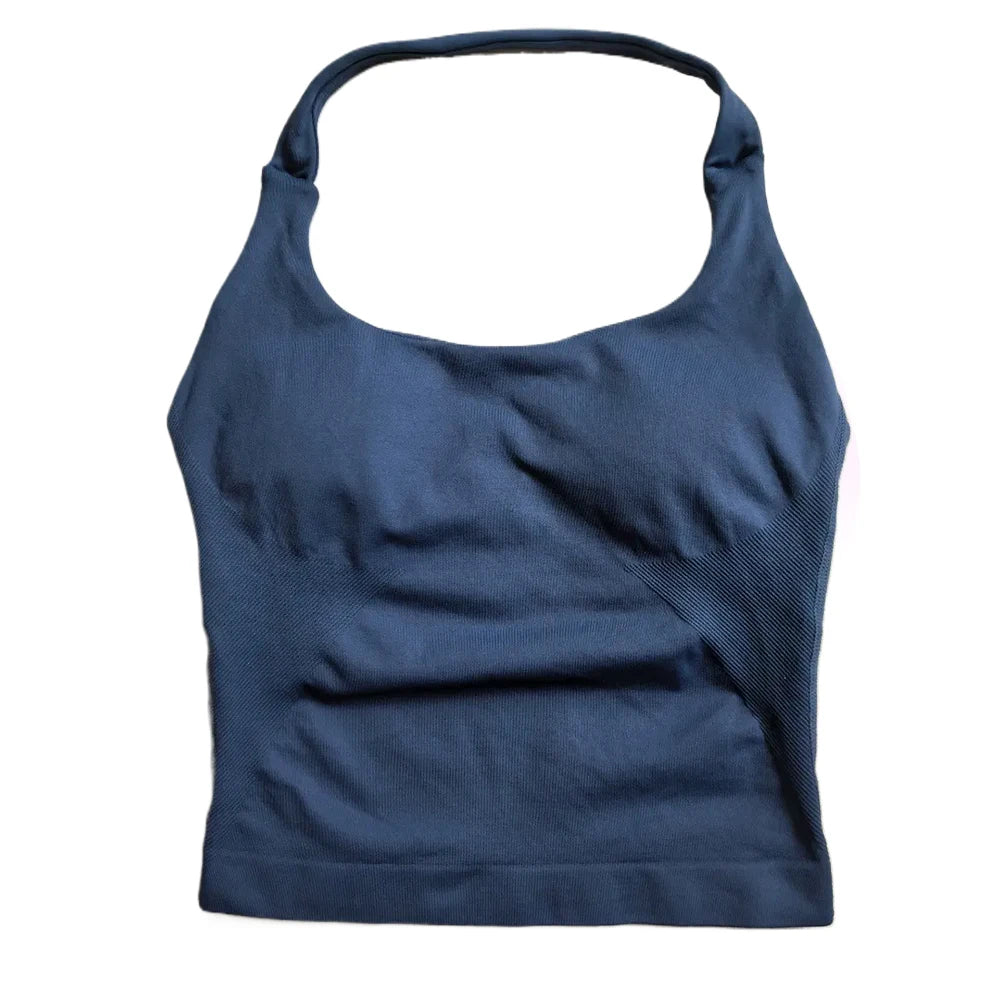 Women's Strappy Workout Tank Top / Seamless Gym Crop Top