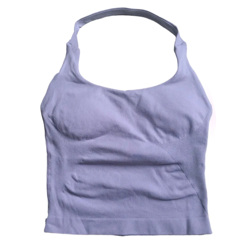 Women's Strappy Workout Tank Top / Seamless Gym Crop Top