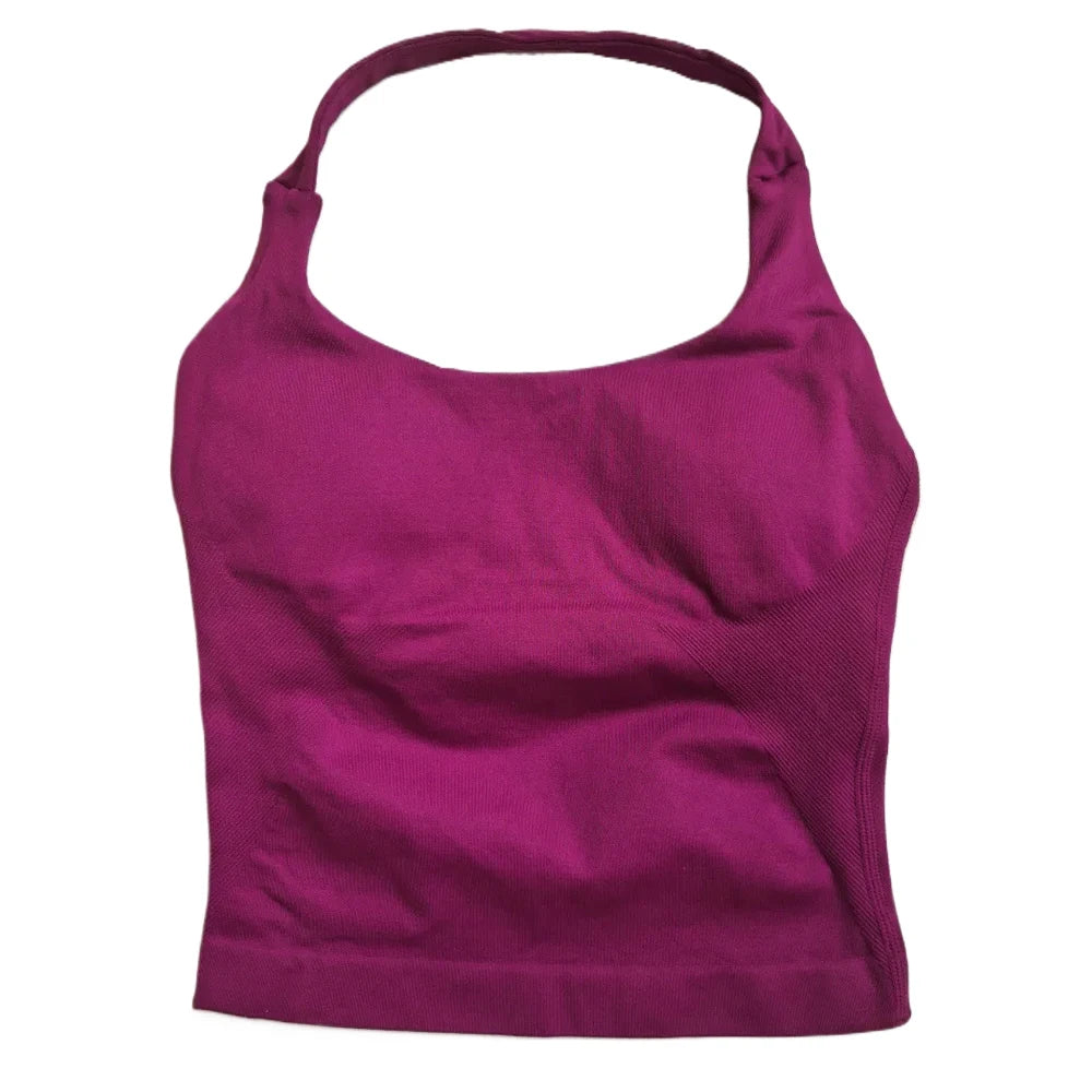 Women's Strappy Workout Tank Top / Seamless Gym Crop Top