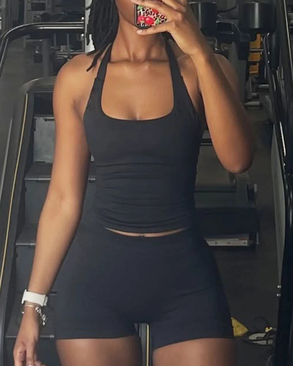 Women's Strappy Workout Tank Top / Seamless Gym Crop Top