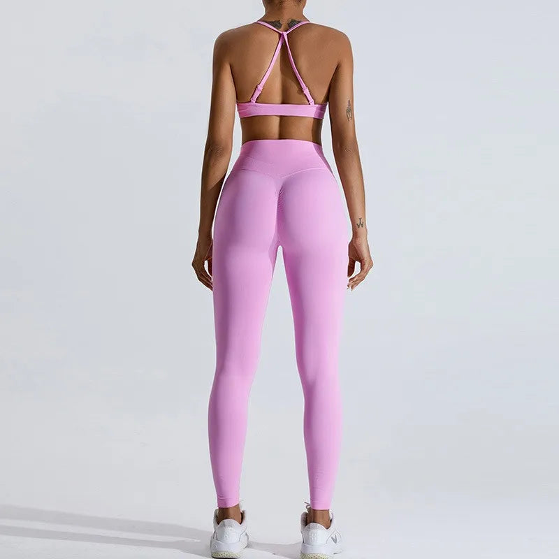 2 Piece Yoga Set Breathable Sports Bra / Leggings